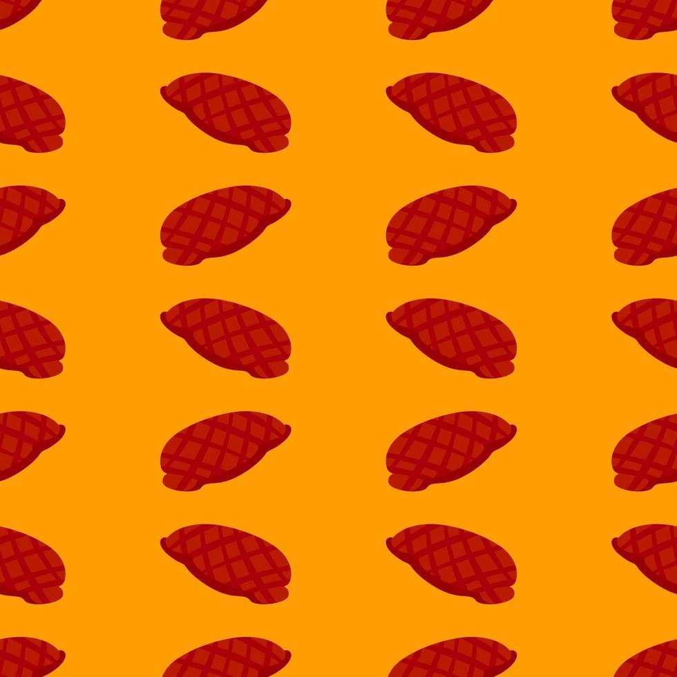 Beef pattern, seamless pattern on orange background. vector