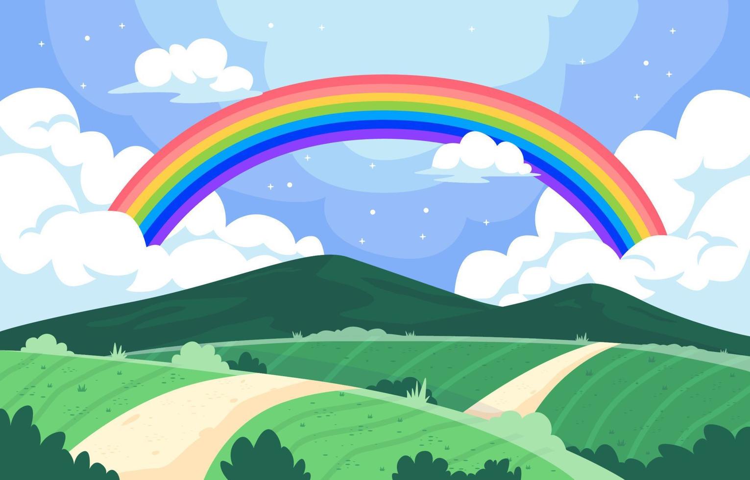 fondo de paisaje de arco iris vector