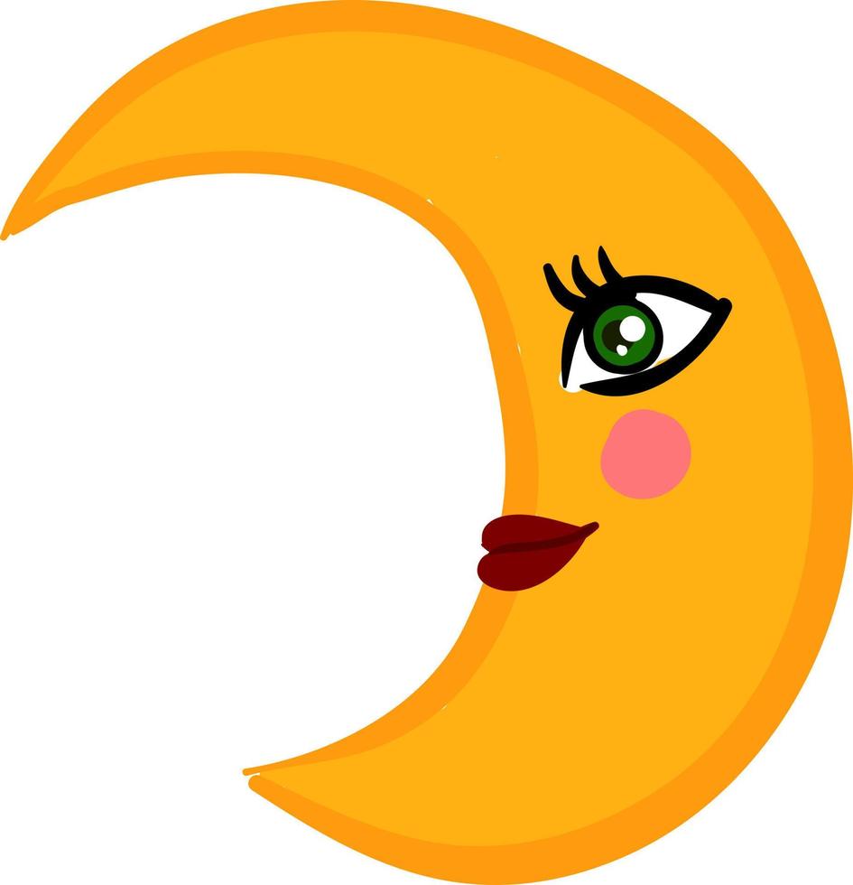 Beauty yellow moon, illustration, vector on white background.