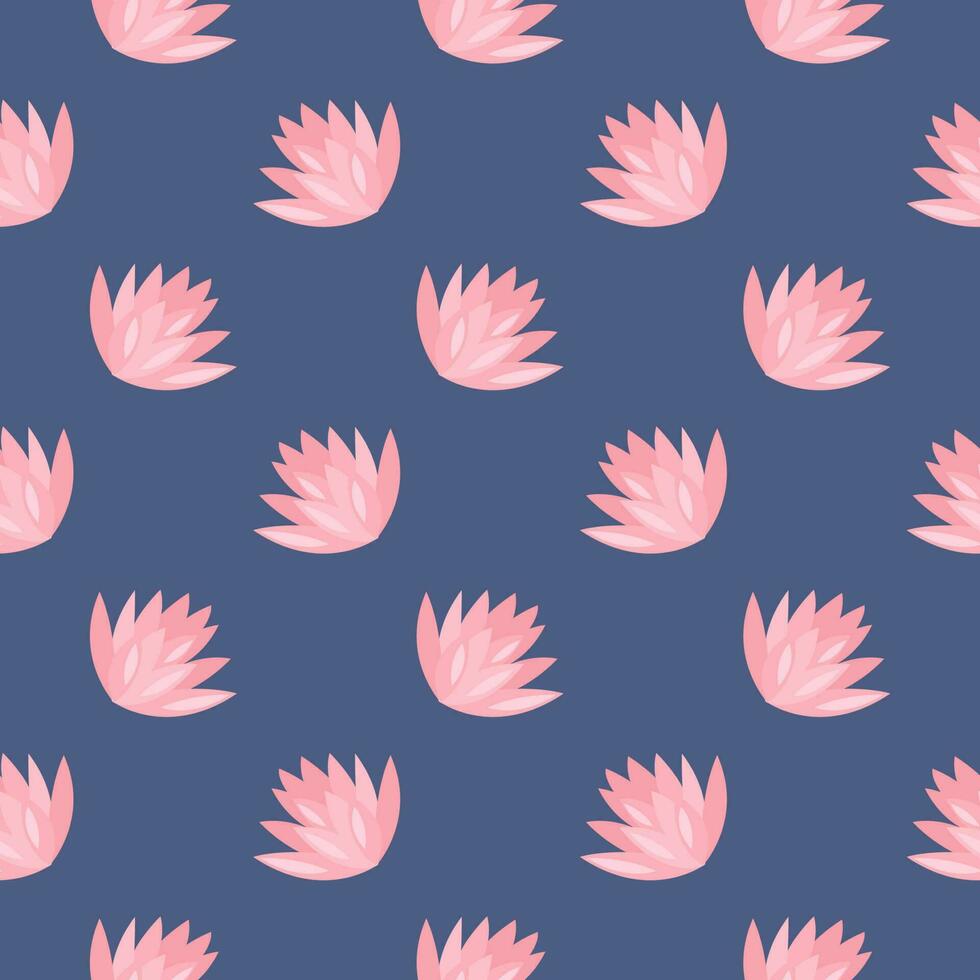 White water flower ,seamless pattern on dark blue background. vector