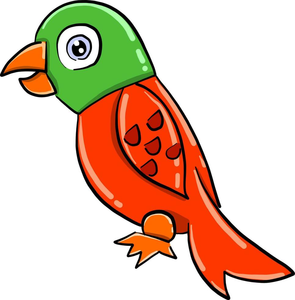 Red parrot, illustration, vector on white background