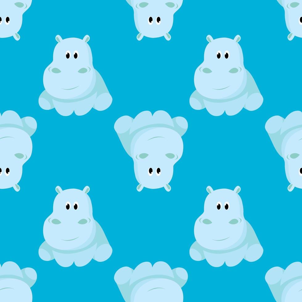 Hippo pattern, illustration, vector on white background