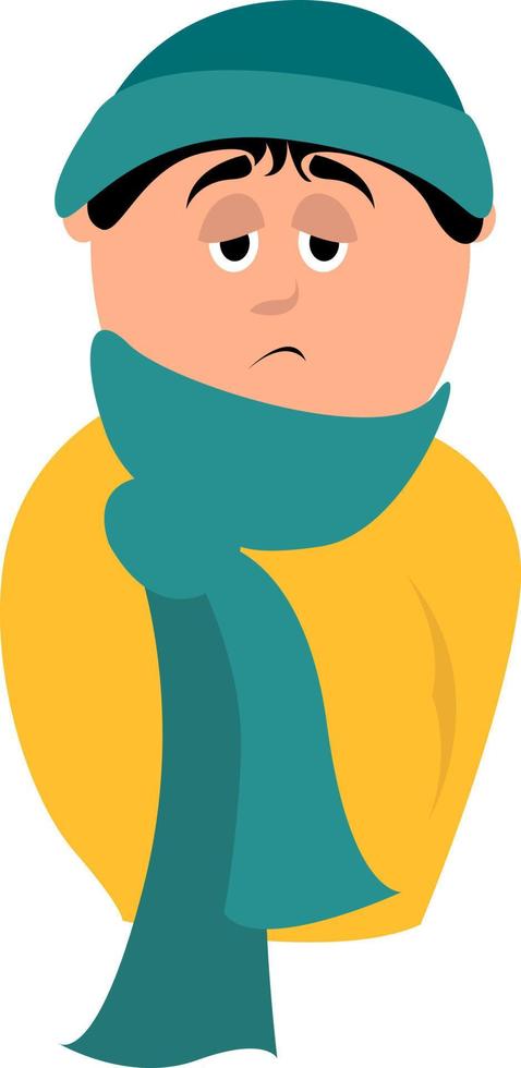 Frozen boy, illustration, vector on white background.