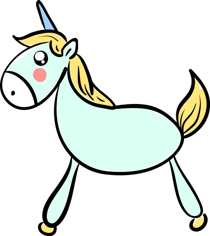 Blue unicorn, illustration, vector on white background.