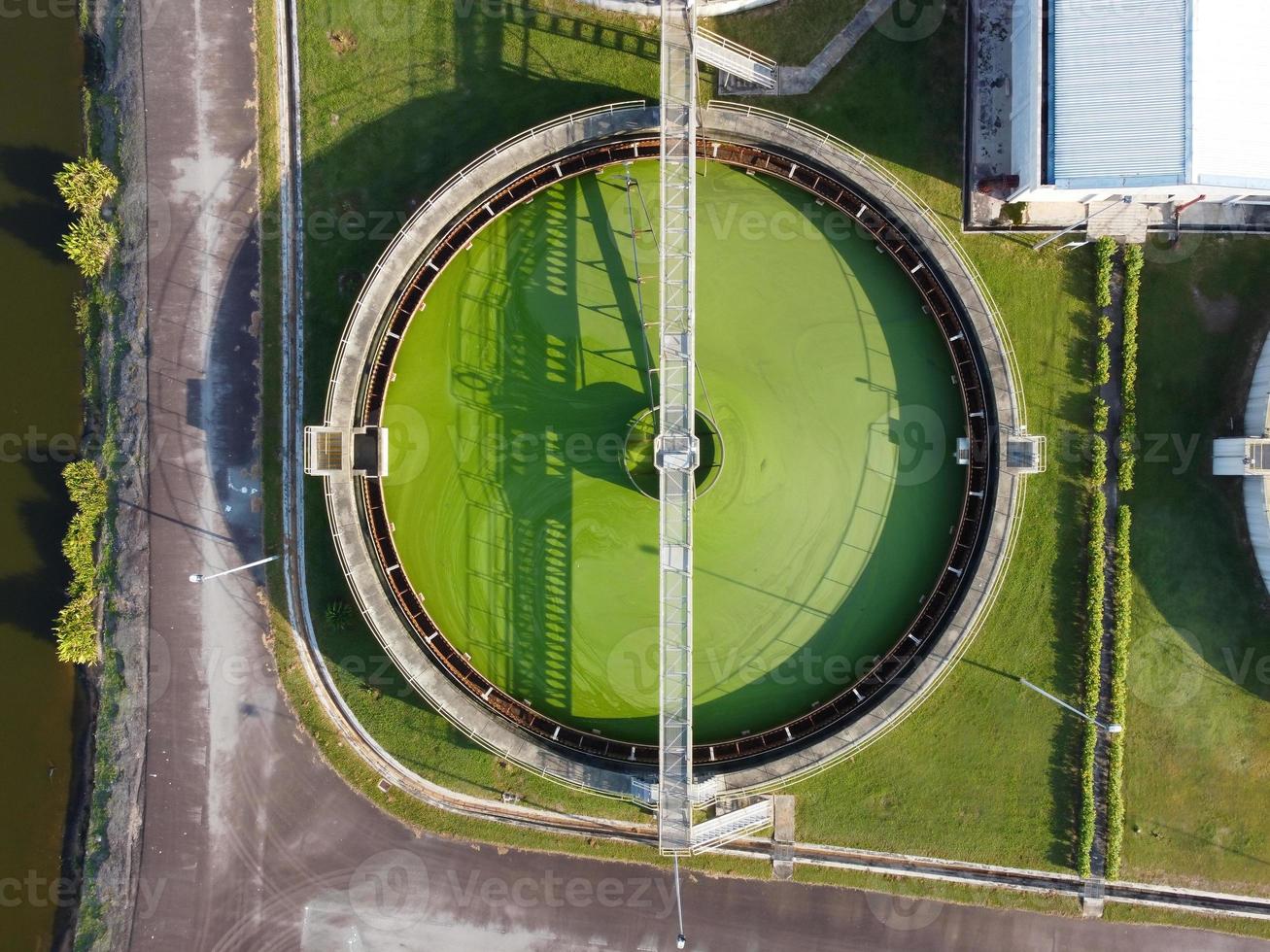 Aerial top down view water sewage photo