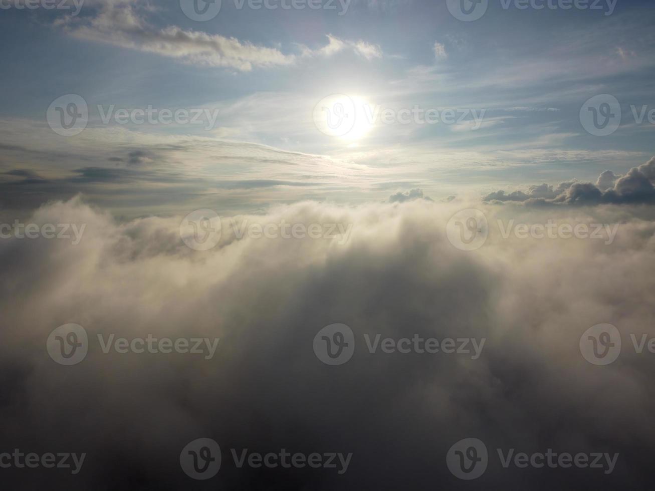 Aerial view white cloud and sun photo