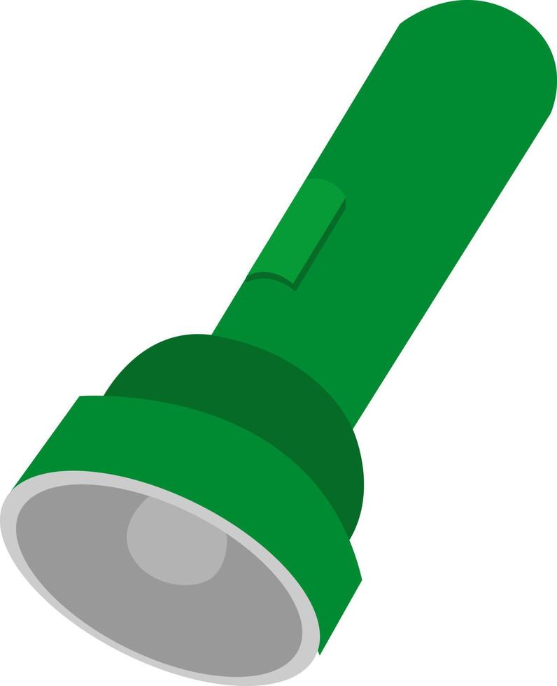 Green flashlight, illustration, vector on white background.