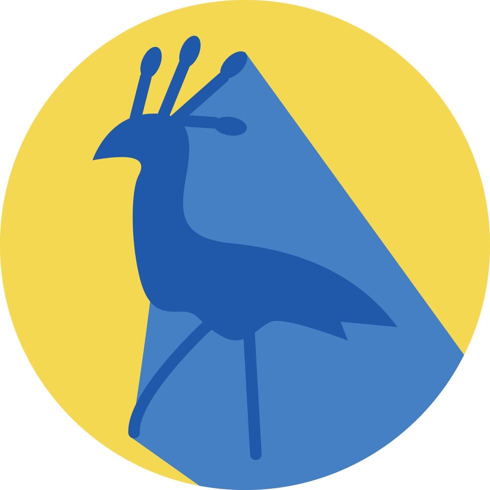 Pájaro azul exótico, ilustración, vector sobre fondo blanco.