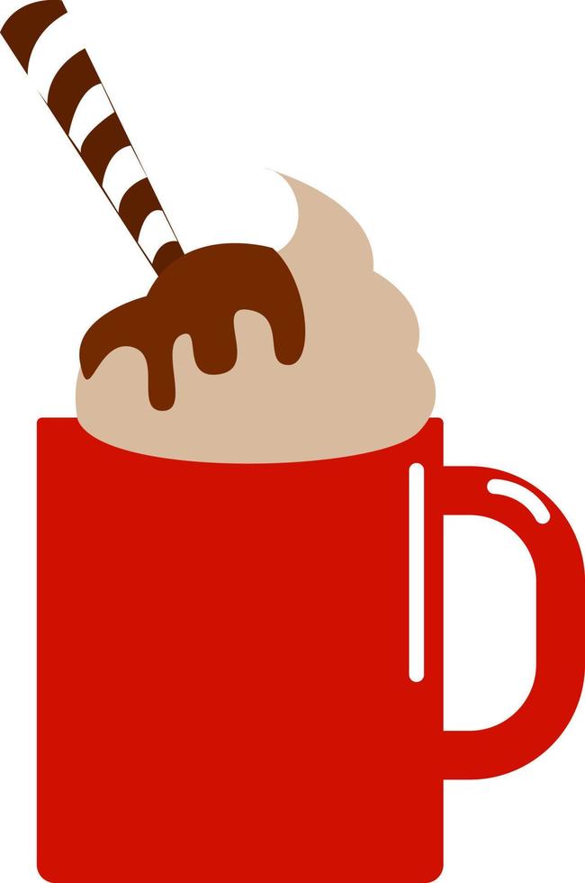 Taza de café roja, ilustración, vector sobre fondo blanco.