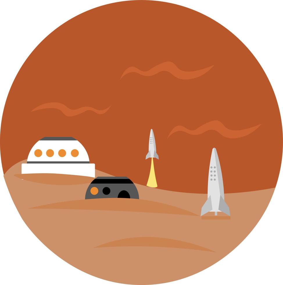 Mars base, illustration, vector on white background.