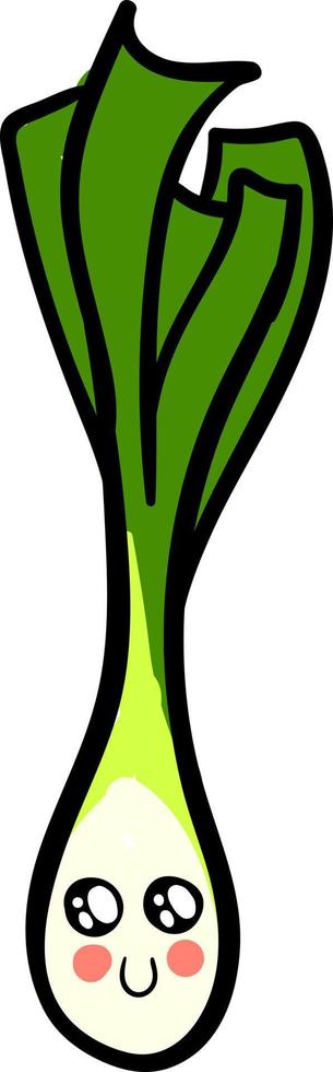 Cute leek, illustration, vector on white background.