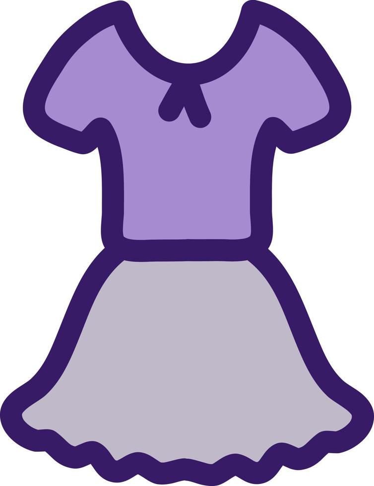 vestido morado, ilustración, vector sobre fondo blanco.