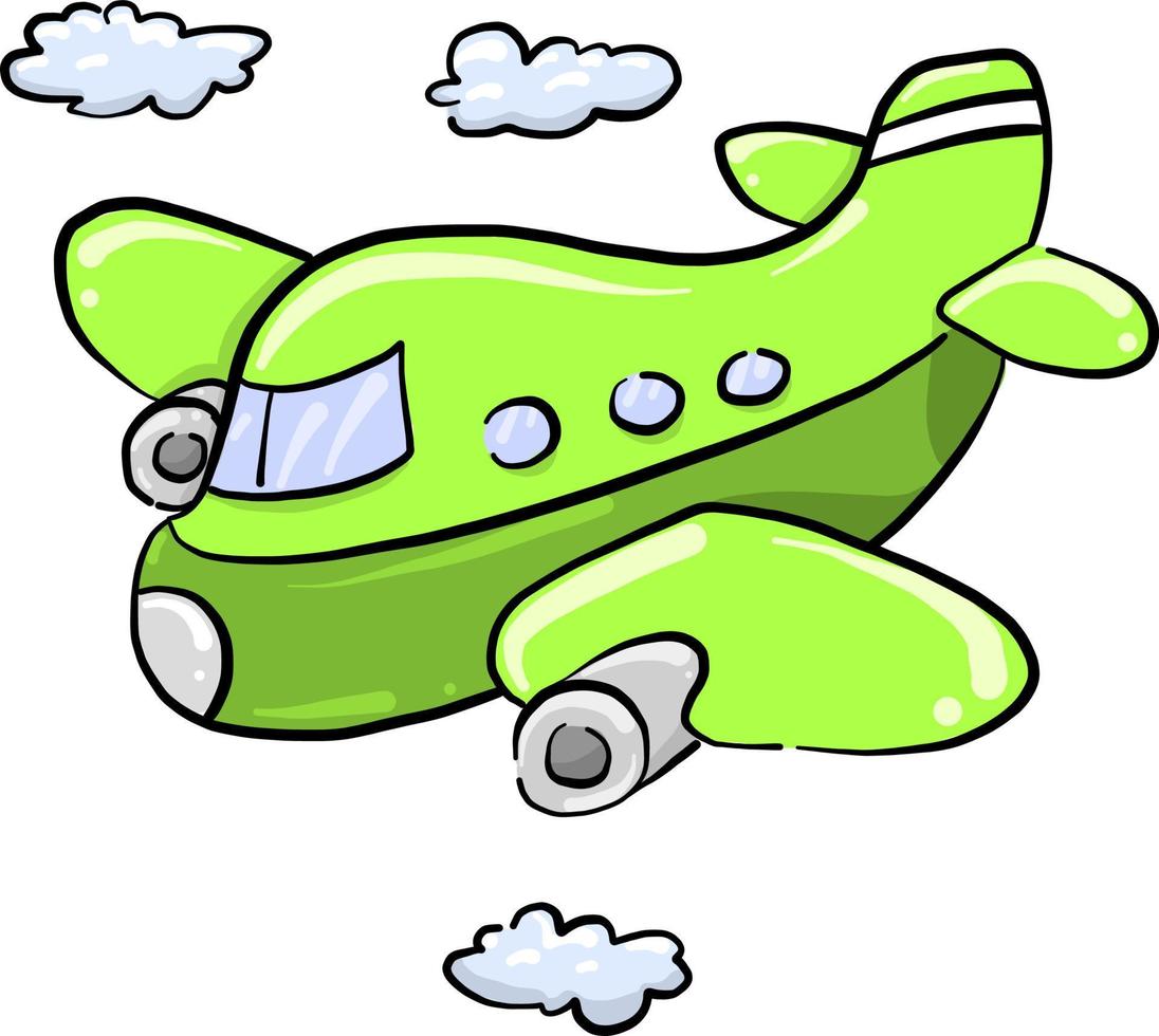 Green air plane, illustration, vector on white background