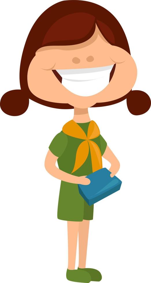 Girl selling cookies, illustration, vector on white background