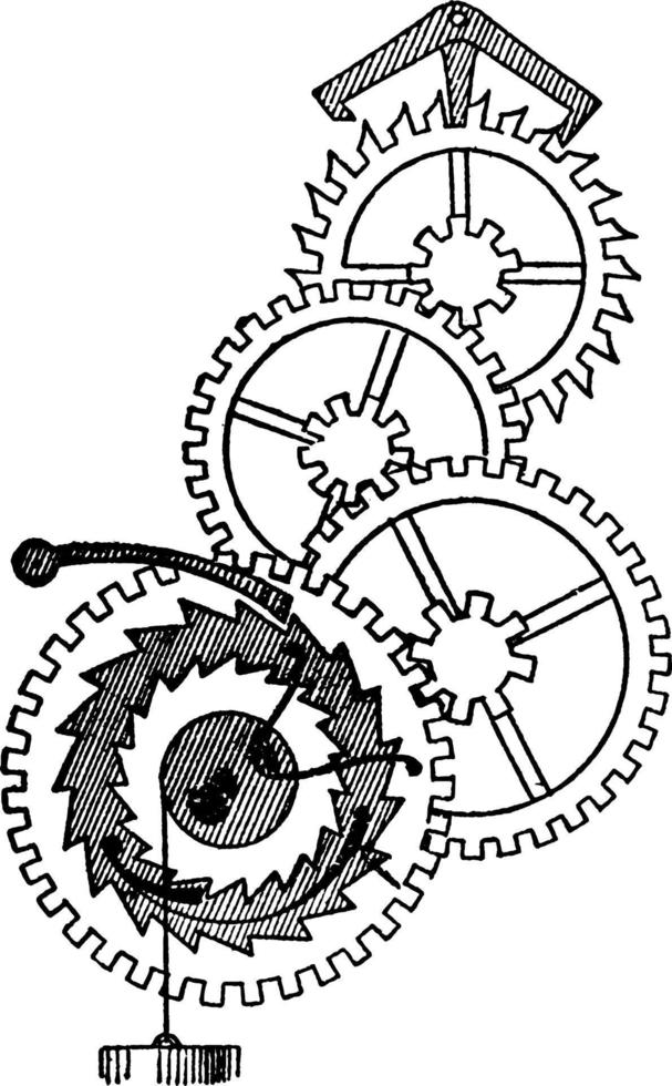 Wheels of a Clock, vintage illustration vector