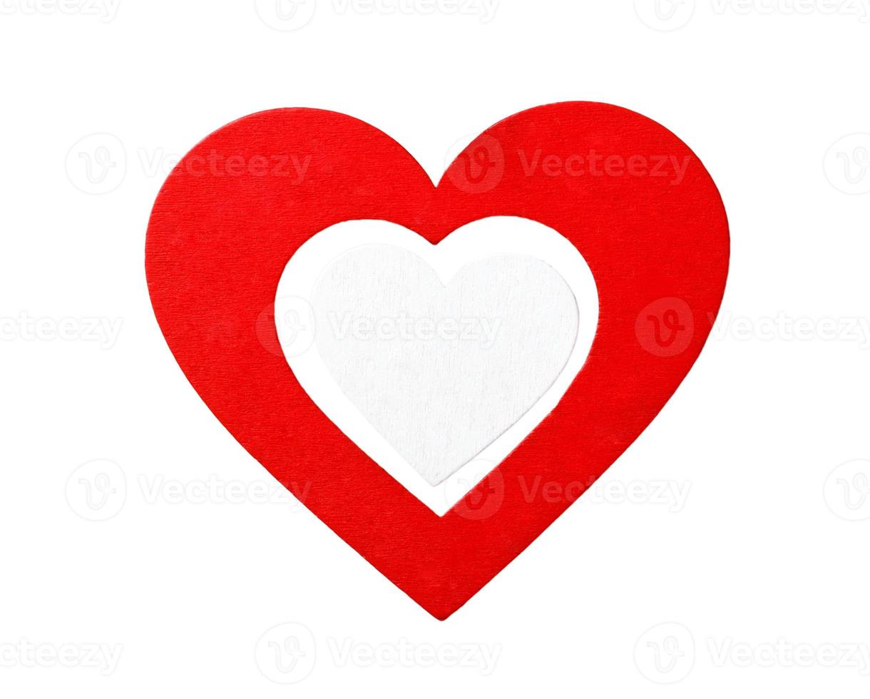 red wooden heart, isolated on white background. decorative heart for Valentine day photo