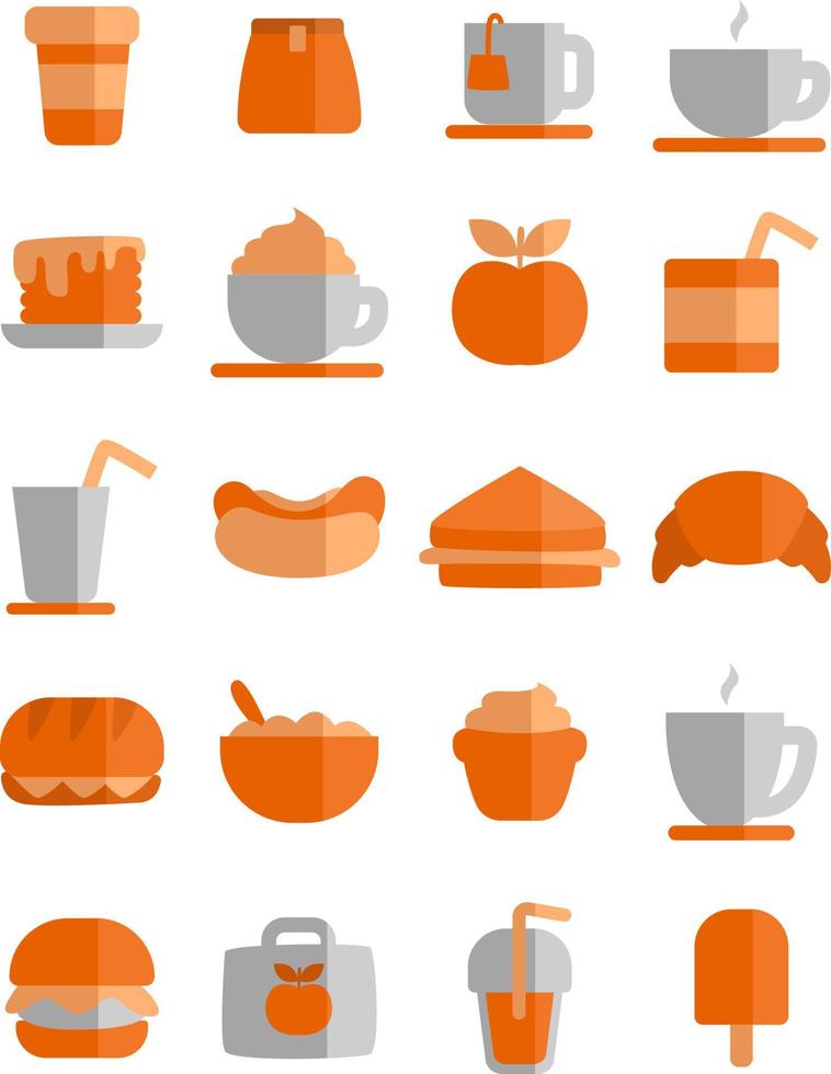 paquete de iconos de desayuno de dibujos animados vector