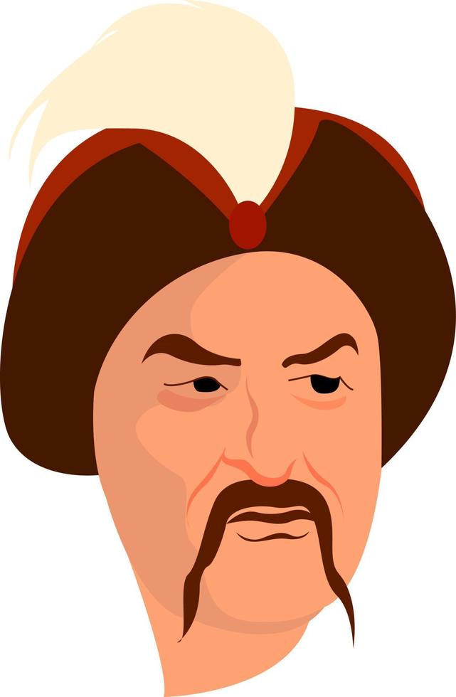 Nobleman with hat, illustration, vector on white background.