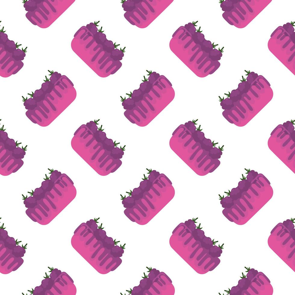Delicious pink cake ,seamless pattern on white background. vector