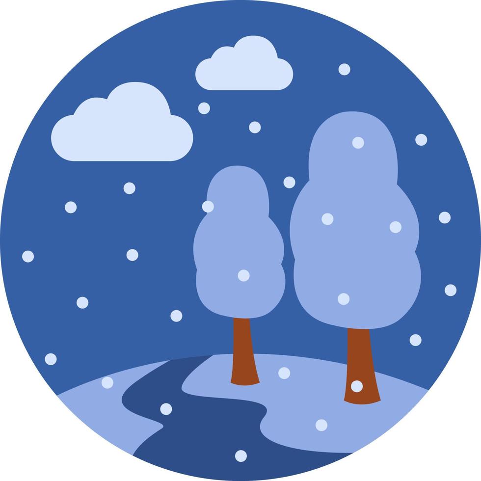 Tree and frozen lake, illustration, vector, on a white background. vector