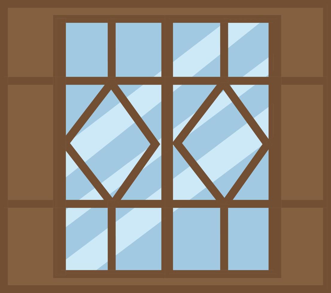 Cabin brown window, illustration, vector, on a white background. vector