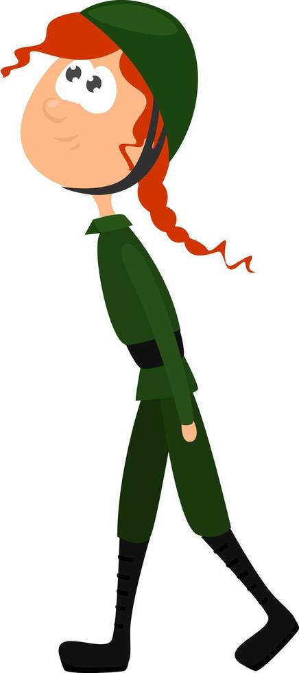 Girl soldier, illustration, vector on a white background.