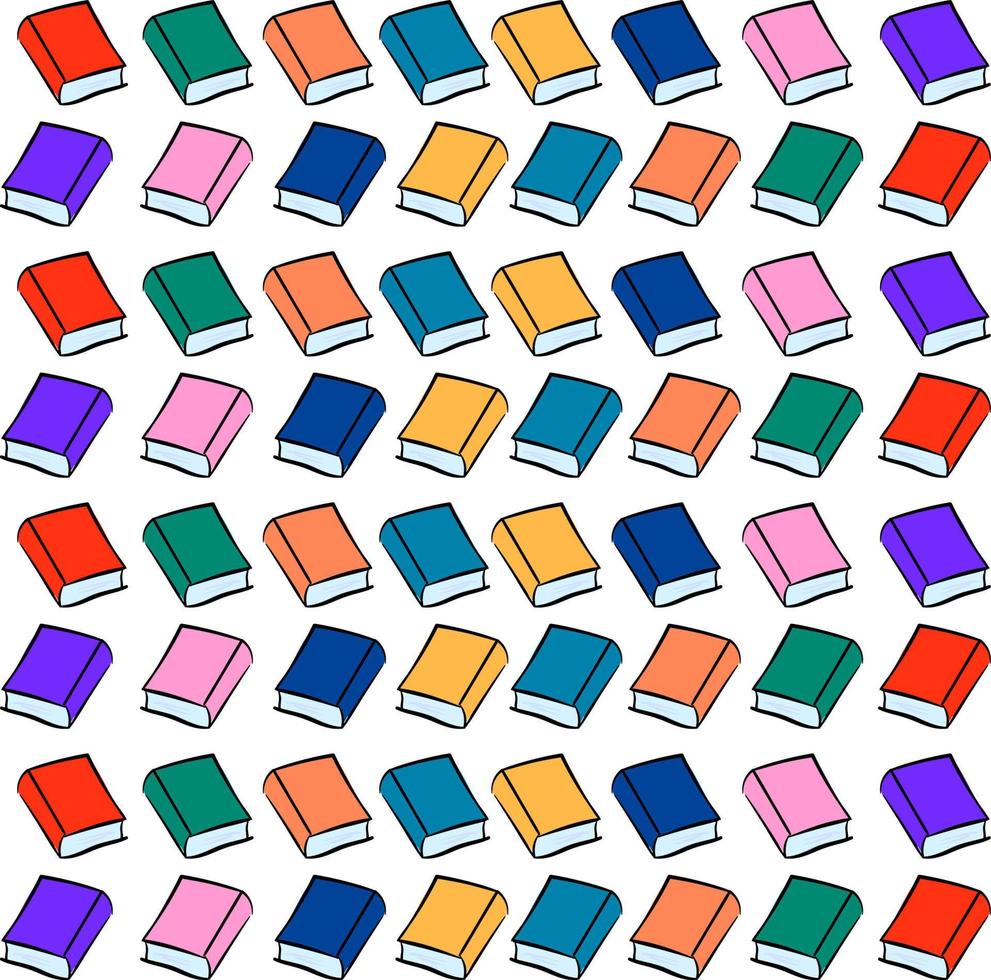 Books wallpaper, illustration, vector on white background.