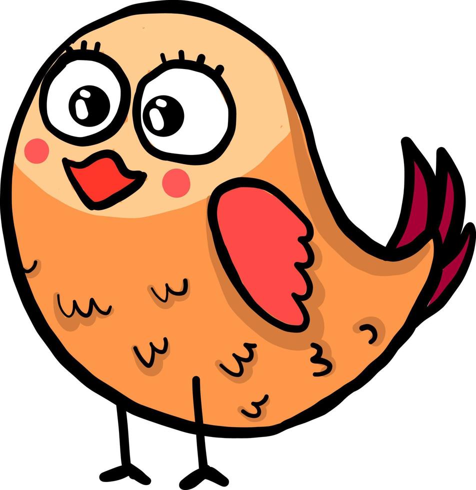 Fat orange bird, illustration, vector on white background.