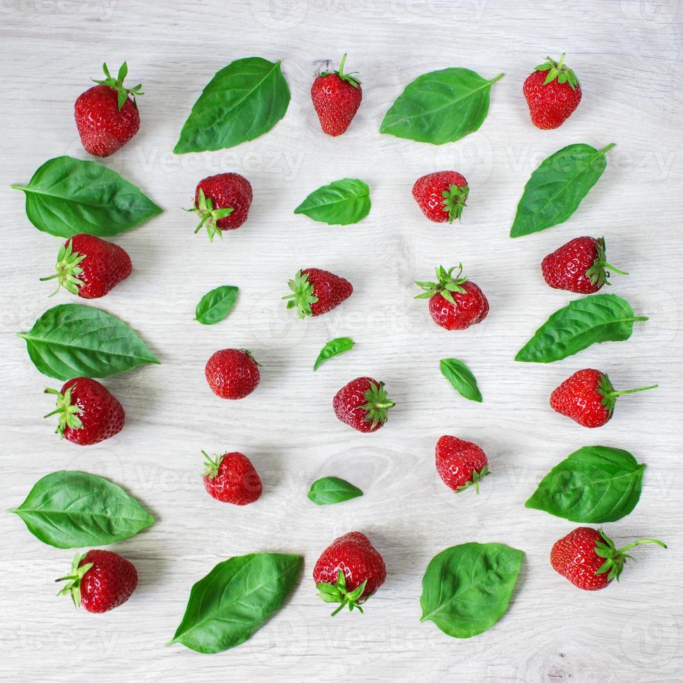 strawberries with mint pattern isolated photo