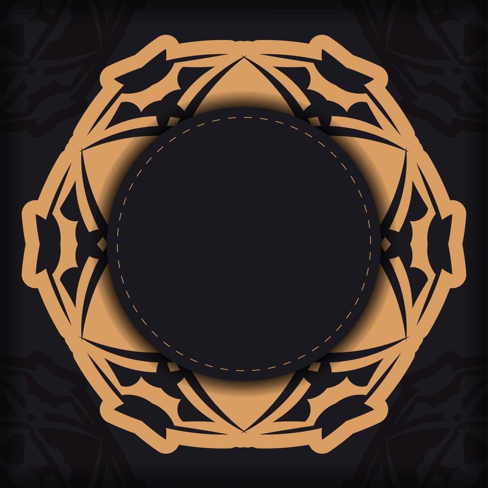 Dark color flyer with orange abstract pattern vector