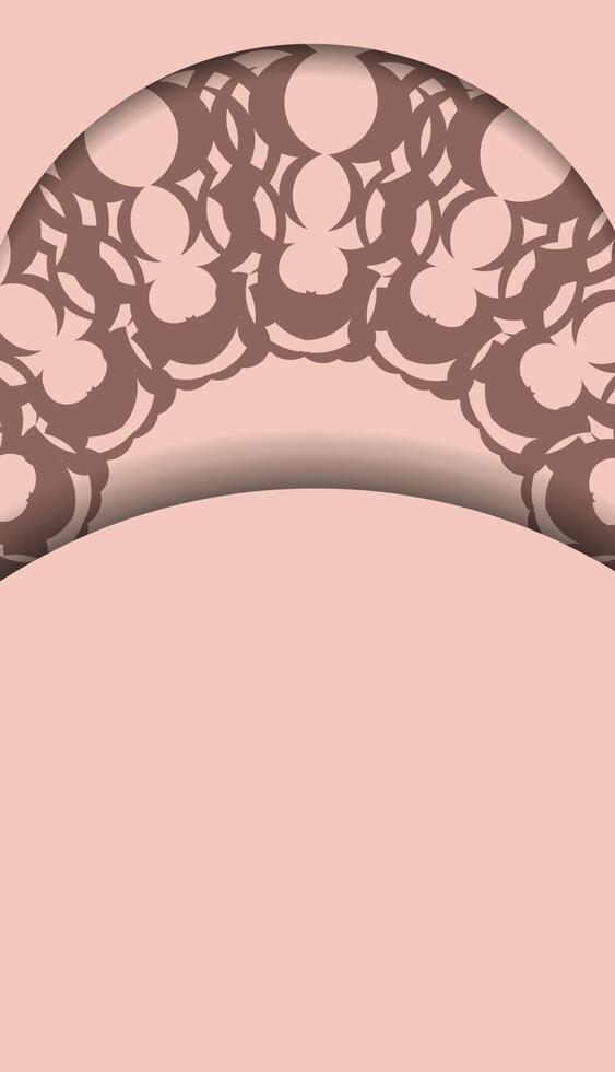 Congratulatory Brochure in pink with mandala ornaments prepared for typography. vector