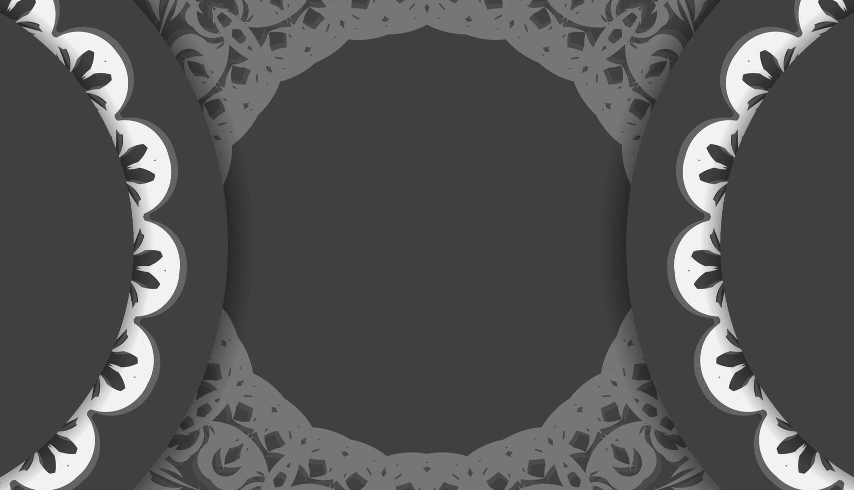 Baner of black color with mandala white ornament for design under your logo or text vector
