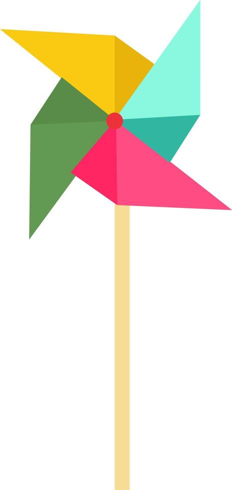 Colorful windmill, illustration, vector on white background.