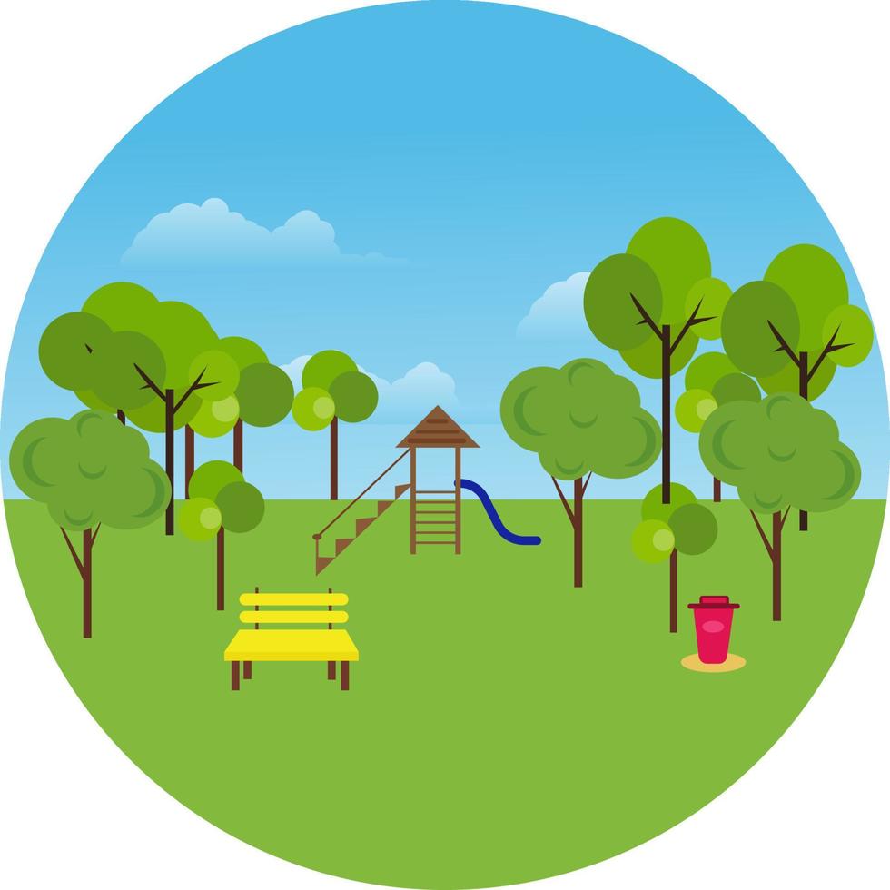 Kids park ,illustration, vector on white background.