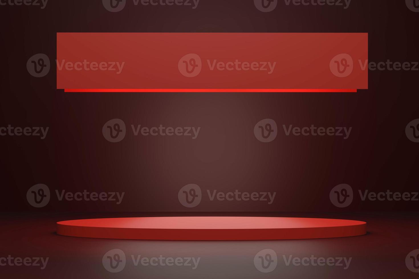 empty abstract red stage with lighting and podium copy space 3d render photo