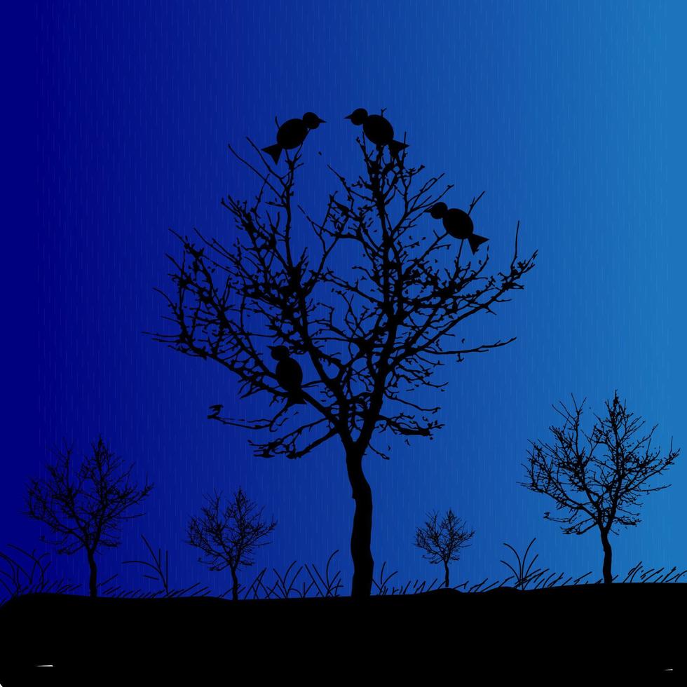 Silhouettes amazing tree background vector