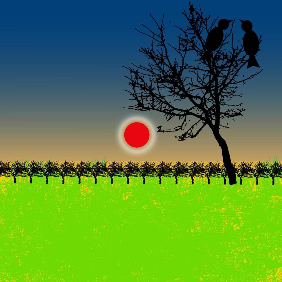 Silhouettes amazing Sun set Scenery vector