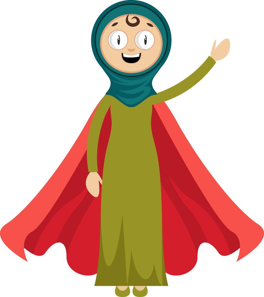 Cartoon muslim woman with red cape vector