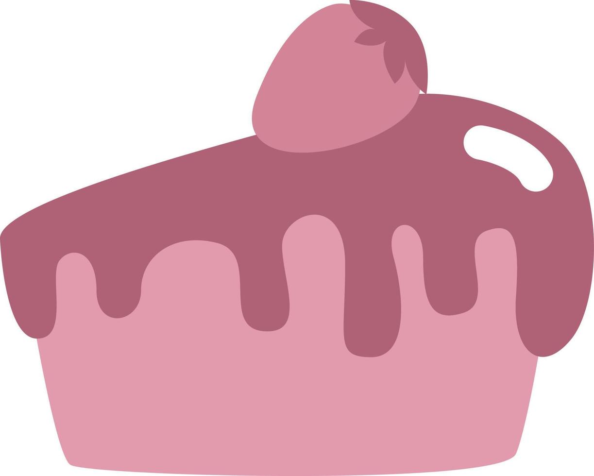 Slice of strawbery cake, illustration, vector, on a white background. vector