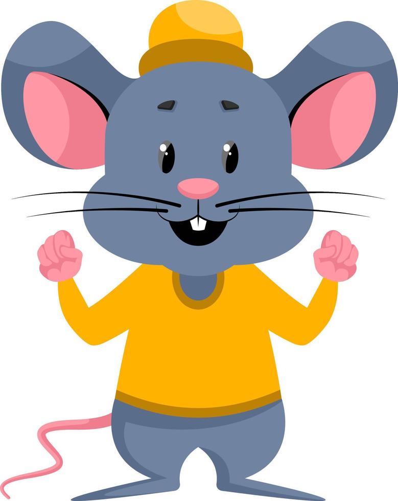 Happy mouse, illustration, vector on white background.