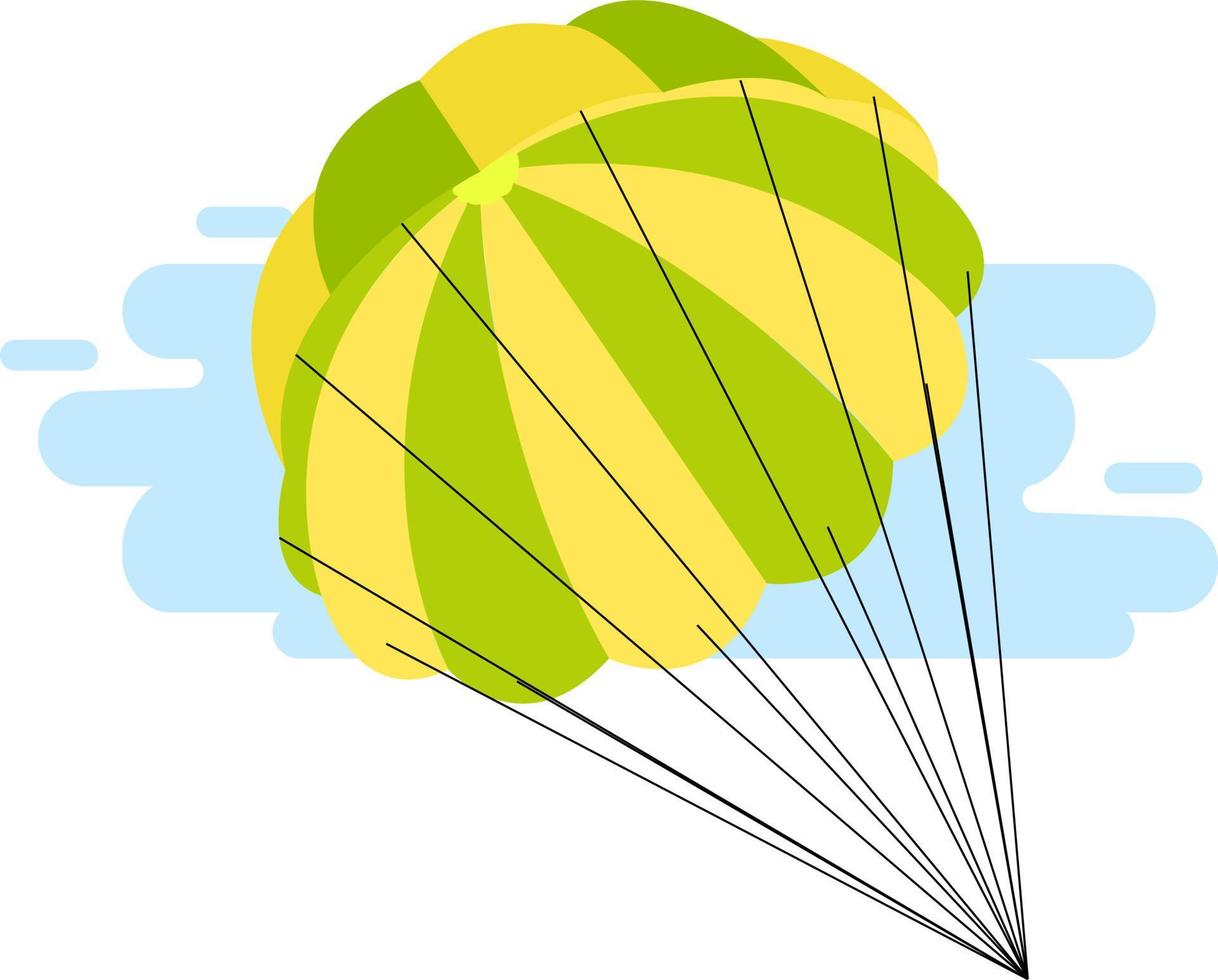 Green parachute, illustration, vector on white background