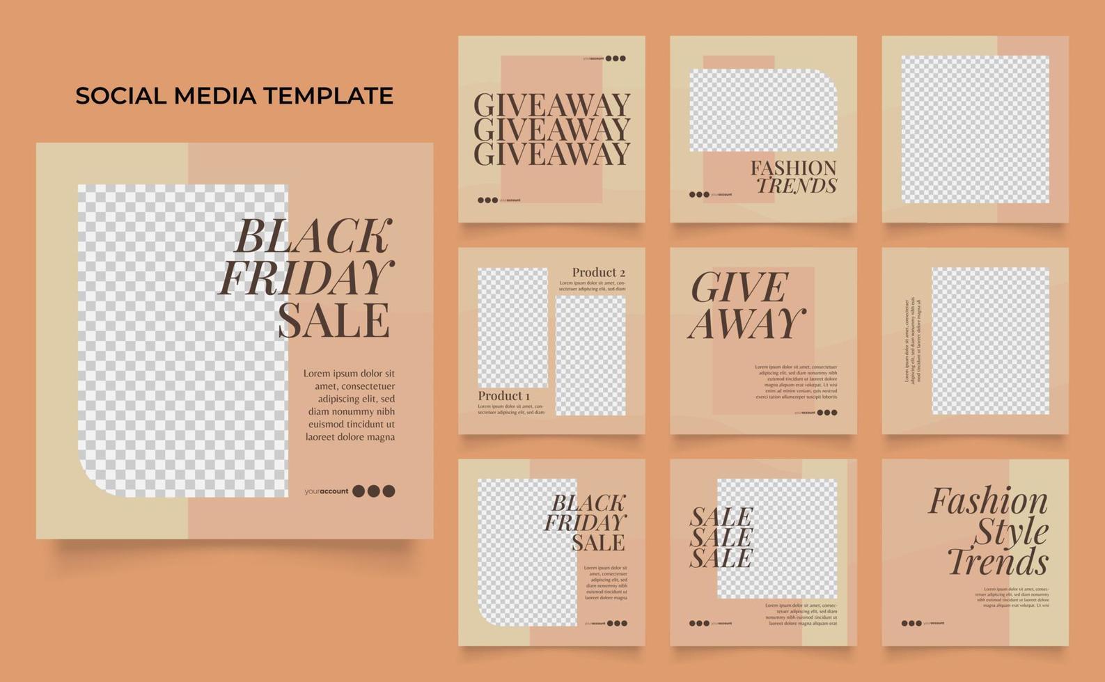 social media template banner fashion sale promotion in brown beige color vector