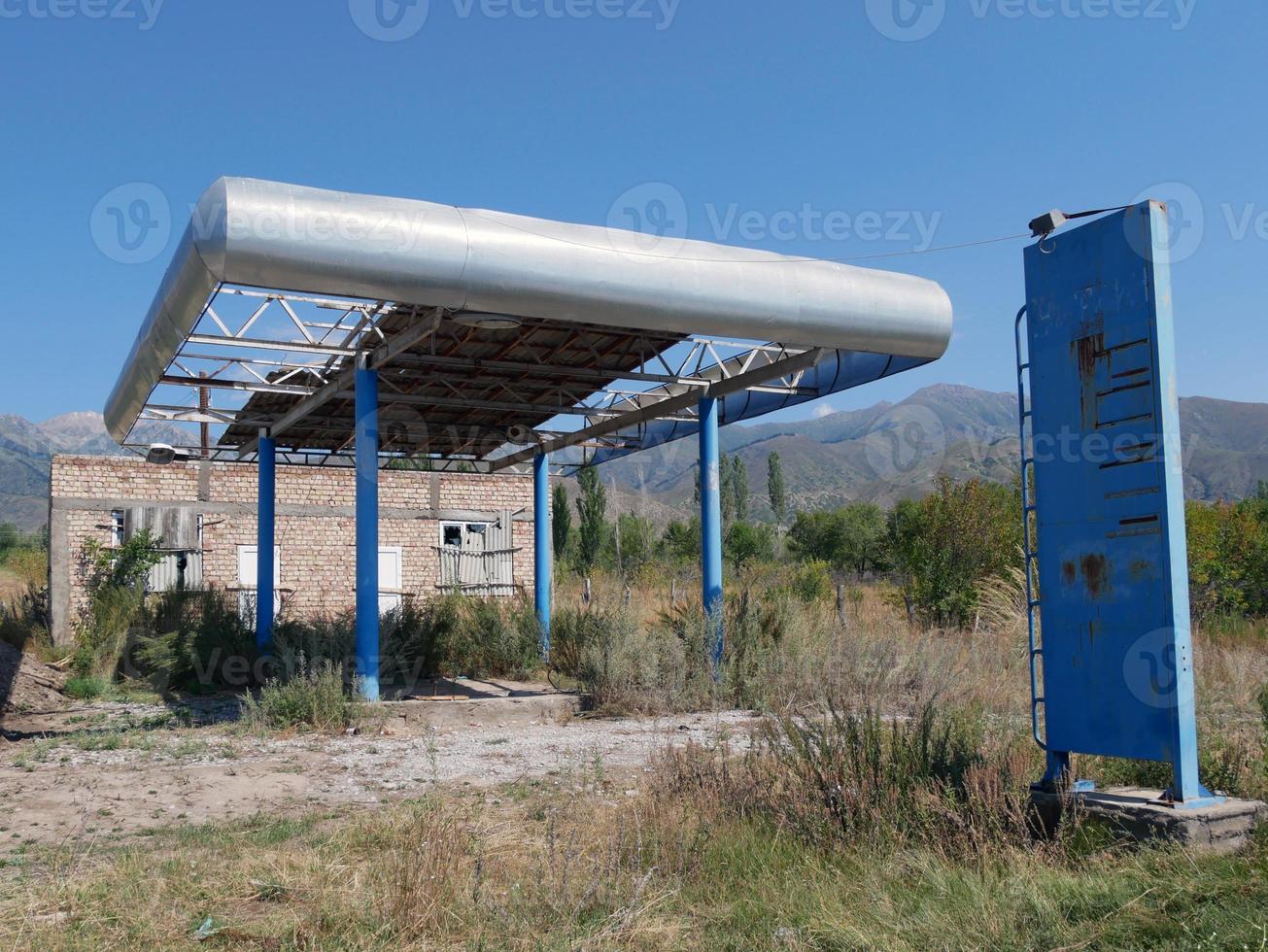 Abandoned gas station in Kyrgyzstan photo