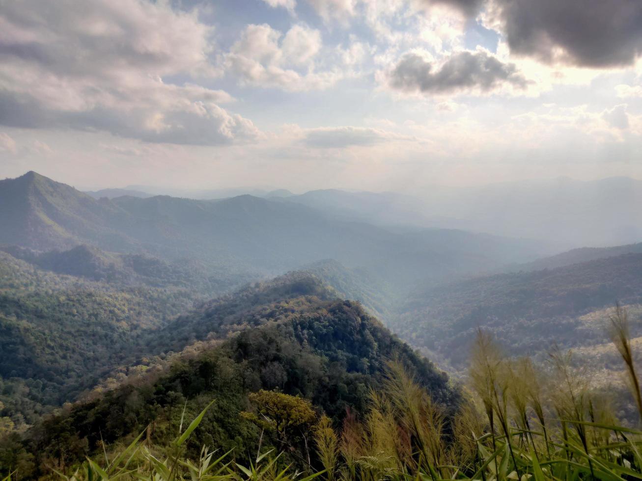 Mountain valley during sunrise. Natural summer landscape photo