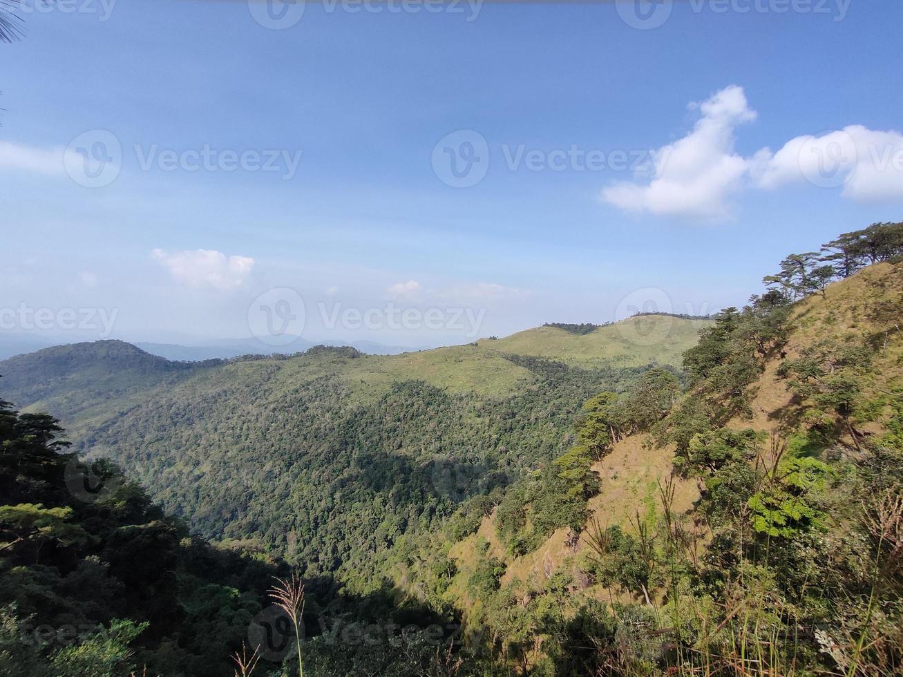 Mountain valley during sunrise. Natural summer landscape photo