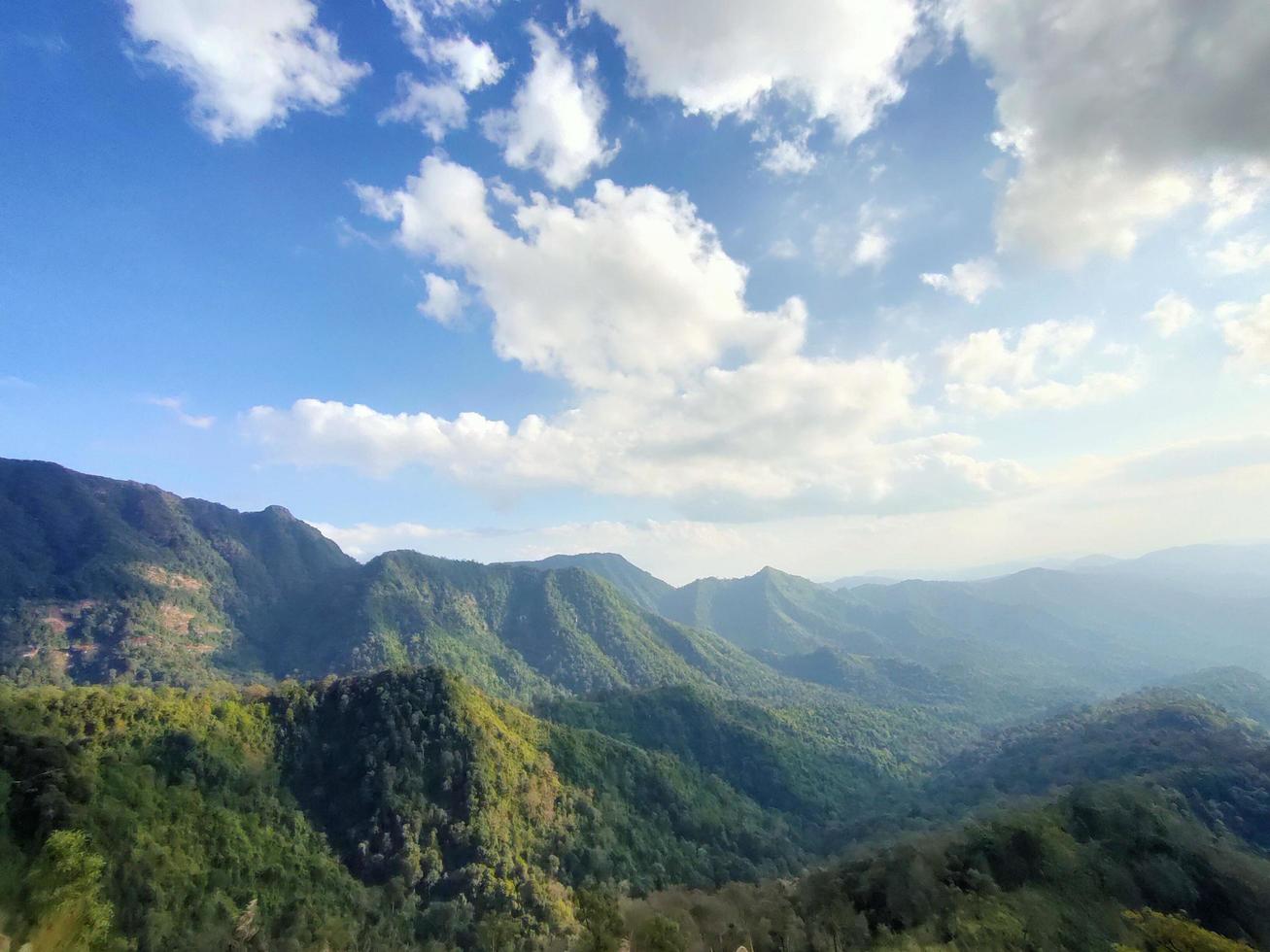 Mountain valley during sunrise. Natural summer landscape photo