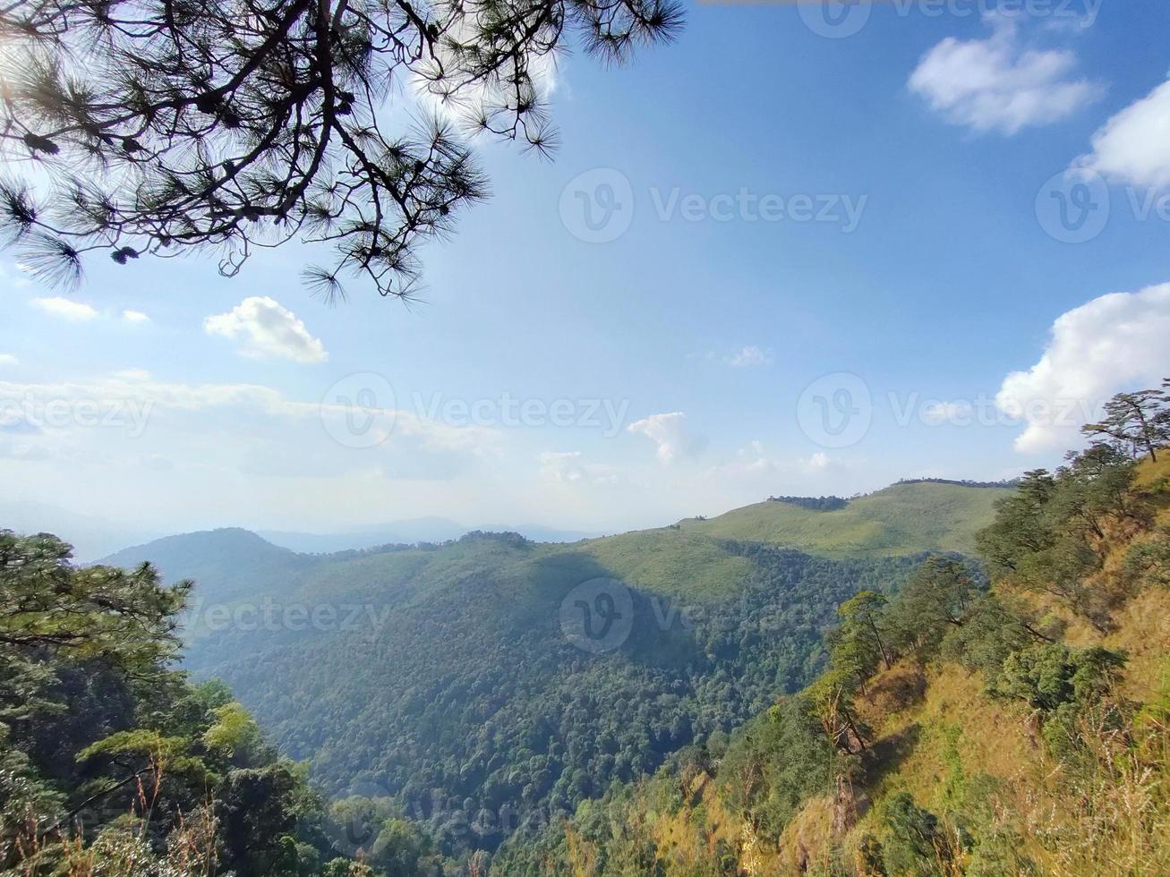 Mountain valley during sunrise. Natural summer landscape photo