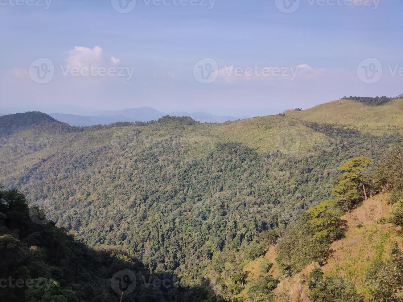 Mountain valley during sunrise. Natural summer landscape photo