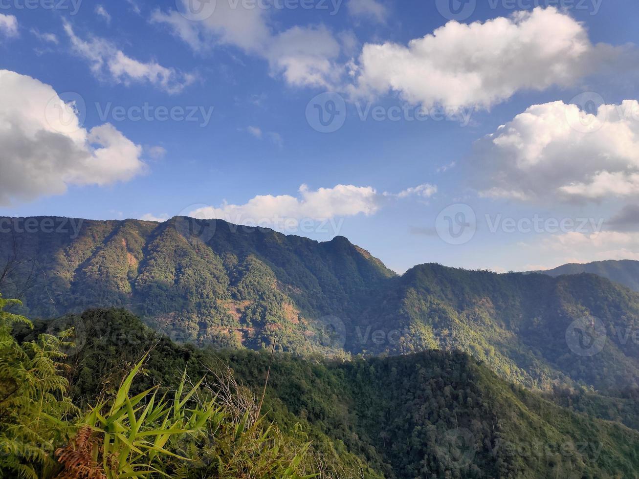 Mountain valley during sunrise. Natural summer landscape photo
