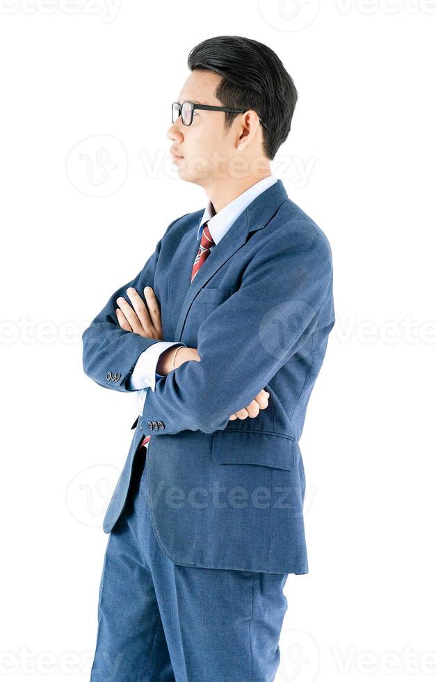 Businessman portrait in suit and arms crossed photo